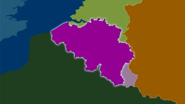 Belgien Område Kartan Över Administrativa Indelningar Den Stereografiska Projektionen Råa — Stockfoto