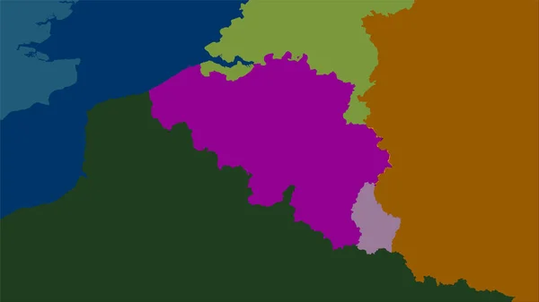 Área Bélgica Sobre Mapa Divisões Administrativas Projeção Estereográfica Composição Bruta — Fotografia de Stock