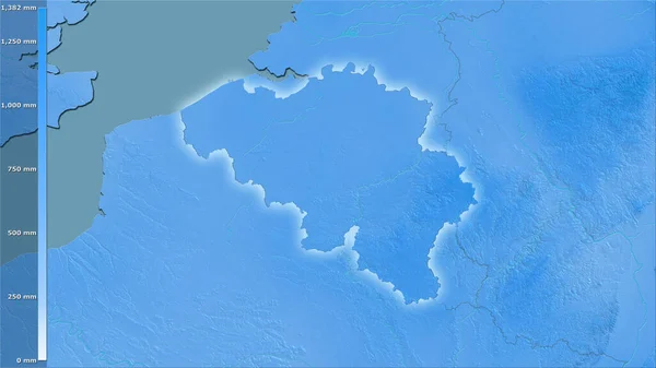 Precipitación Anual Dentro Del Área Bélgica Proyección Estereográfica Con Leyenda —  Fotos de Stock