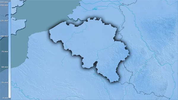 Precipitazione Del Mese Più Umido Dell Area Belga Nella Proiezione — Foto Stock