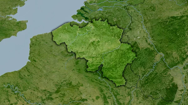 Бельгія Супутниковій Карті Стереографічній Проекції Сира Композиція Растрових Шарів Темними — стокове фото