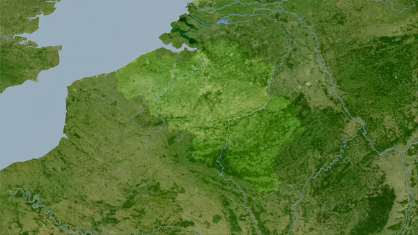 Área Bélgica Mapa Satélite Projeção Estereográfica Composição Bruta Camadas Raster — Fotografia de Stock