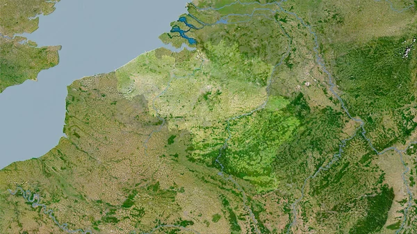 Belgio Area Sulla Mappa Satellitare Nella Proiezione Stereografica Composizione Grezza — Foto Stock