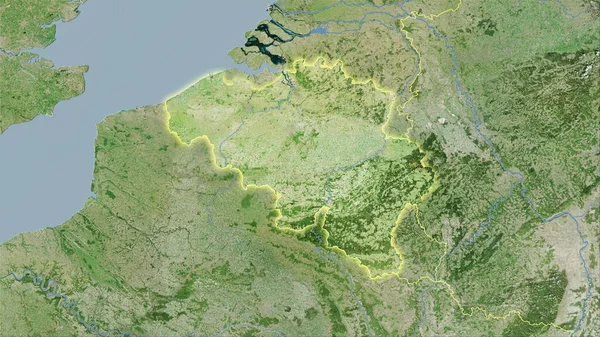 Oblast Belgie Mapě Satelitního Stereografické Projekci Hrubé Složení Rastrových Vrstev — Stock fotografie