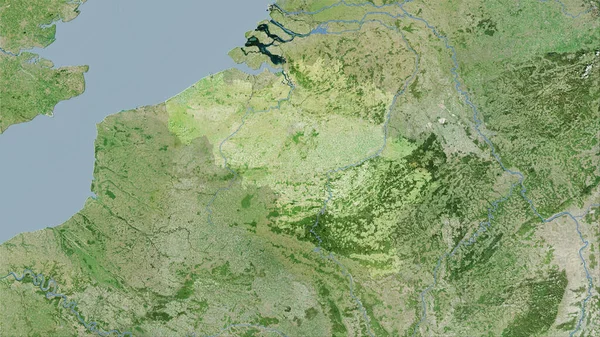 卫星D地图上的比利时地区立体投影 光栅层的原始成分 — 图库照片