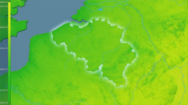 Середня Річна Зміна Температури Межах Бельгії Стереографічній Проекції Легендарно Сирою — стокове фото