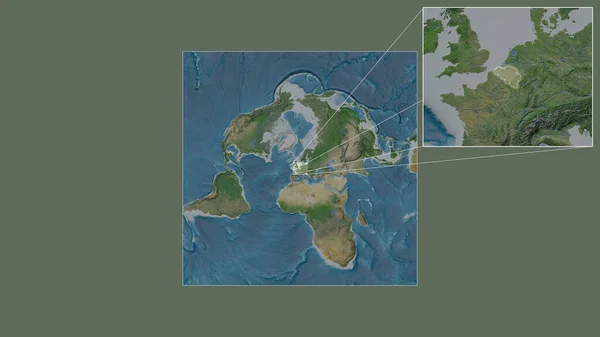 Área Expandida Ampliada Bélgica Extraída Mapa Grande Escala Mundo Com — Fotografia de Stock