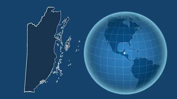 Belize Globo Con Forma Del Paese Mappa Ingrandita Con Suo — Foto Stock