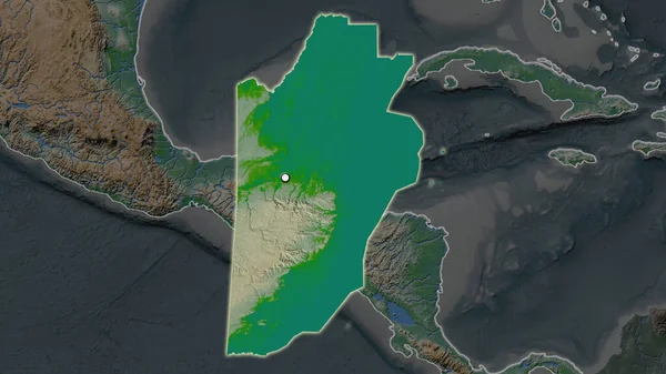 Zona Destacada Belice Con Punto Capital Mapa Desaturado Barrio Mapa —  Fotos de Stock