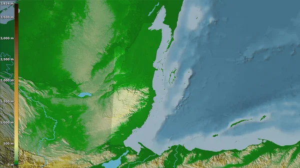 Physikalische Karte Innerhalb Des Gebiets Von Belize Der Stereographischen Projektion — Stockfoto