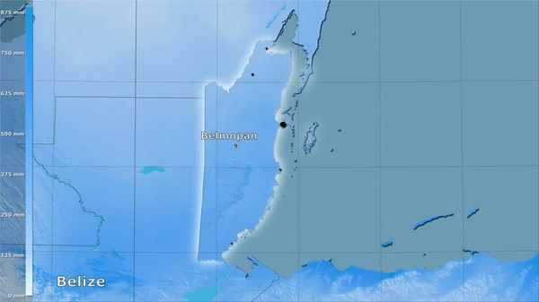 Precipitação Trimestre Mais Frio Dentro Área Belize Projeção Estereográfica Com — Fotografia de Stock