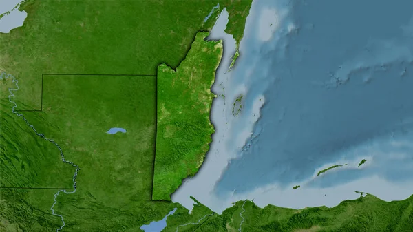 Area Belize Sulla Mappa Satellitare Nella Proiezione Stereografica Composizione Grezza — Foto Stock