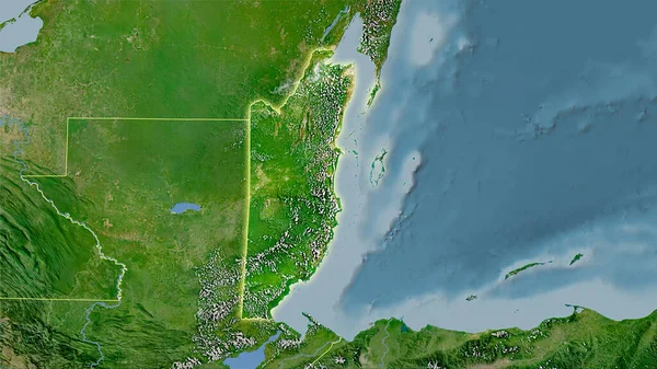 Belize Gebied Satelliet Kaart Stereografische Projectie Ruwe Samenstelling Van Rasterlagen — Stockfoto