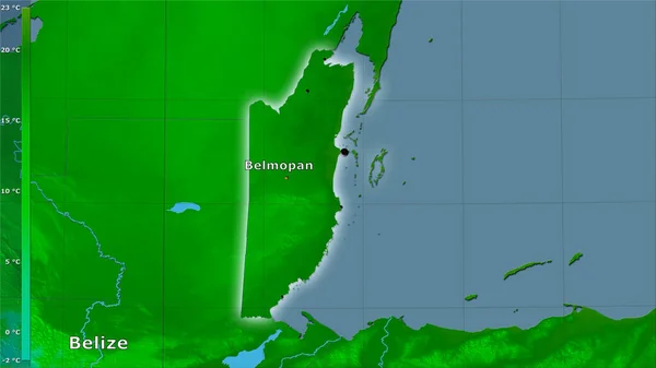 Belize Bölgesinde Efsanevi Stereografik Projeksiyondaki Düşük Sıcaklık Ana Bileşim — Stok fotoğraf