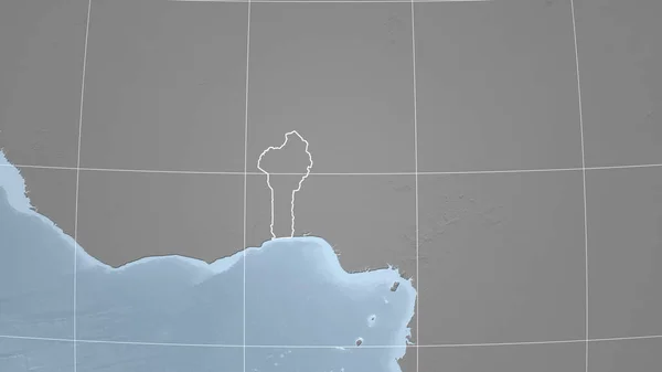 Benin Bairro Perspectiva Distante Com Esboço País Mapa Elevação Escala — Fotografia de Stock