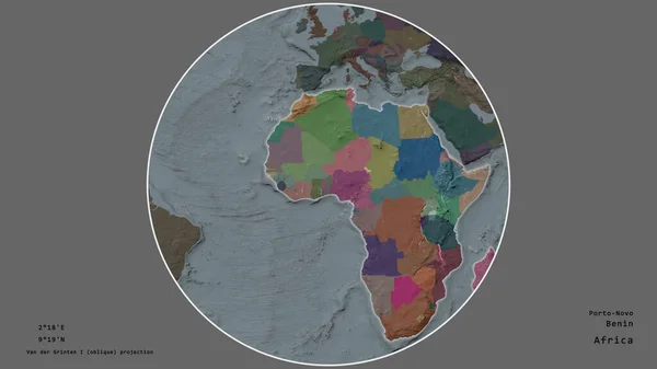 Région Bénin Est Centrée Dans Cercle Entourant Son Continent Sur — Photo