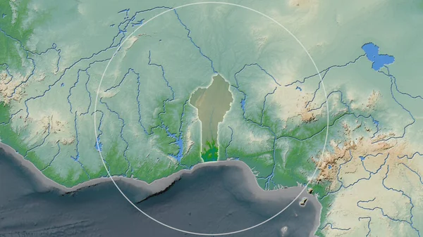 Увеличенная Площадь Бенина Окружена Кругом Фоне Окрестностей Цветовая Карта — стоковое фото