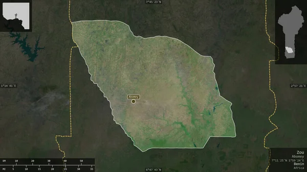 Zou Département Bénin Imagerie Satellite Forme Présentée Contre Zone Pays — Photo