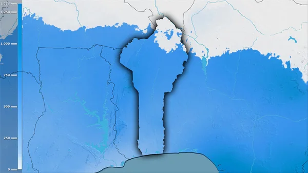 Precipitación Del Cuarto Más Frío Dentro Del Área Benín Proyección —  Fotos de Stock