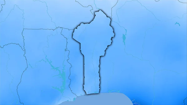 Stereografik Projeksiyondaki Yıllık Yağış Haritasında Benin Alanı Koyu Parlak Çizgili — Stok fotoğraf