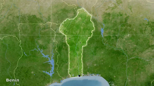 Benin Området Satellitkarta Den Stereografiska Projektionen Huvudsammansättning — Stockfoto