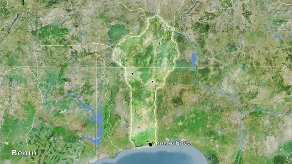 Stereografik Projeksiyondaki Uydu Haritasında Benin Alanı Ana Bileşim — Stok fotoğraf