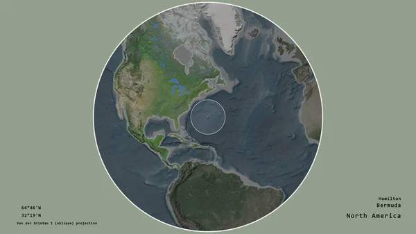 Zone Des Bermudes Marquée Cercle Sur Carte Grande Échelle Continent — Photo