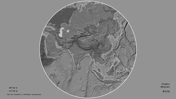 Das Gebiet Bhutans Zentriert Kreis Seinen Kontinent Auf Dem Ungesättigten — Stockfoto