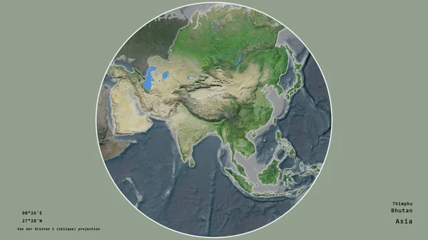 Région Bhoutan Est Centrée Dans Cercle Entourant Son Continent Sur — Photo