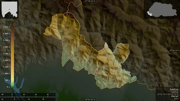 Самце Район Бутану Кольорові Шейдерні Дані Озерами Річками Форма Представлена — стокове фото