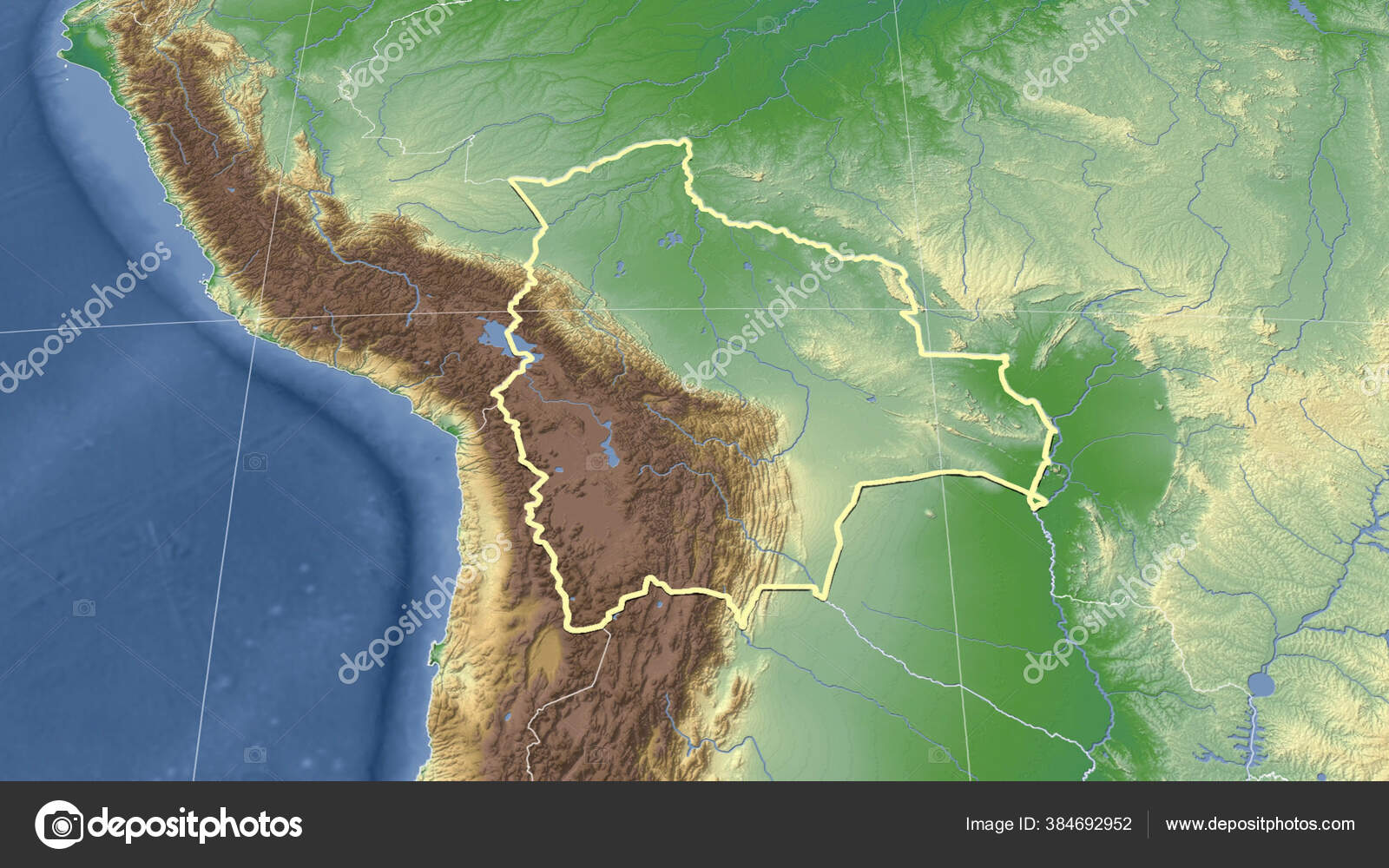 Bolivian Plateau Map Depositphotos 384692952 Stock Photo Bolivia Its Neighborhood Distant Oblique 
