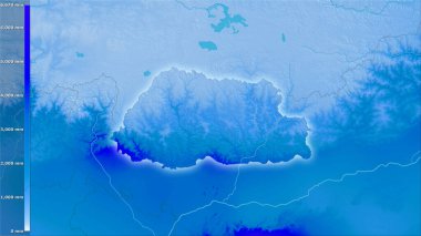 Bhutan bölgesinde efsanevi stereografik projeksiyonda yıllık yağış - ışık yansıyan raster tabakalarının ham bileşimi