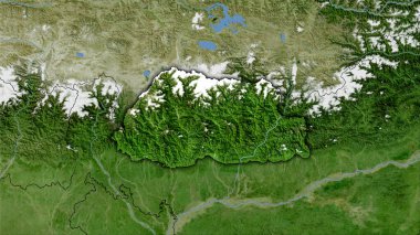 Uydu B haritasındaki Butan alanı stereografik projeksiyonda - koyu parlak dış hatlı raster tabakalarının ham bileşimi