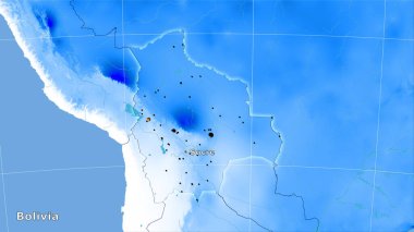 Stereografik projeksiyondaki yıllık yağış haritasında Bolivya alanı - ana bileşim