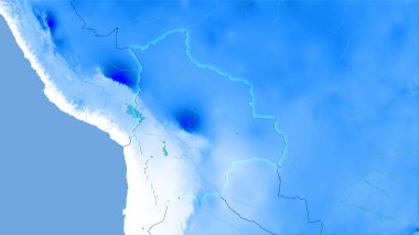 Stereografik projeksiyondaki yıllık yağış haritasında Bolivya bölgesi - ışık saçan ana hatlı raster tabakalarının ham bileşimi