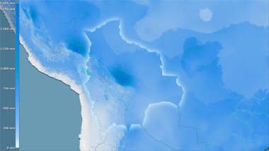 Bolivya bölgesindeki en sıcak çeyrekliğin efsanevi stereografik projeksiyonla yağışı - ışık yansıtan raster tabakalarının ham bileşimi