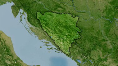 Bosna-Hersek 'in B uydusunun stereografik projeksiyonunda yer alan alanı - koyu renkli çizgili raster tabakalarının ham bileşimi