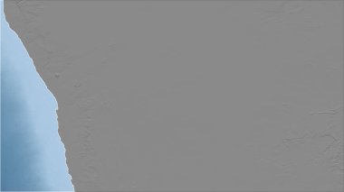 Botswana 'da. Ülkenin yakın perspektifi, özet yok. Gri tonlama yükseklik haritası