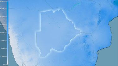 Botsvana bölgesinde efsanevi stereografik projeksiyonda yıllık yağış - ışık saçan raster tabakalarının ham bileşimi