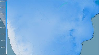 Botsvana bölgesinde efsanevi stereografik projeksiyonda yıllık yağış - raster katmanlarının ham bileşimi