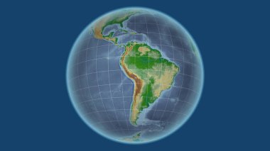 Brezilya. Mahalle - dış hatları olmayan uzak perspektif. renk fiziksel haritası