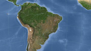 Brezilya ve komşuları. Uzak eğimli perspektif - özet yok. uydu resimleri