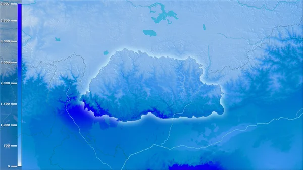 Precipitación Del Cuarto Más Cálido Dentro Del Área Bután Proyección —  Fotos de Stock