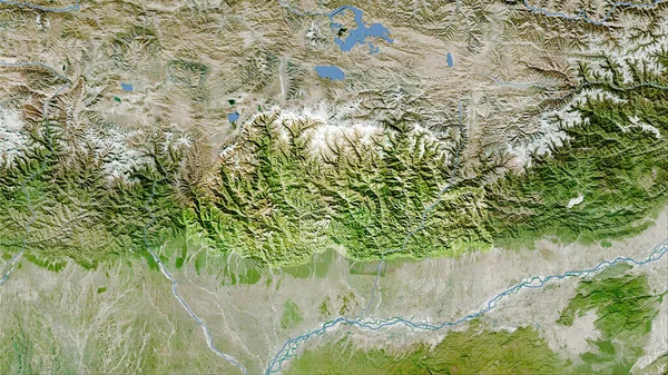 Bhutan Gebiet Auf Dem Satelliten Eine Karte Der Stereographischen Projektion — Stockfoto