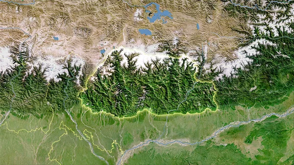 Área Bután Mapa Satélite Proyección Estereográfica Composición Cruda Capas Trama —  Fotos de Stock