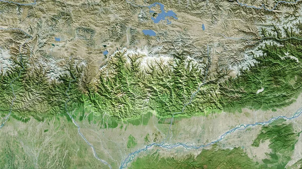 Bhutan Gebiet Auf Der Satelliten Karte Der Stereographischen Projektion Rohzusammensetzung — Stockfoto