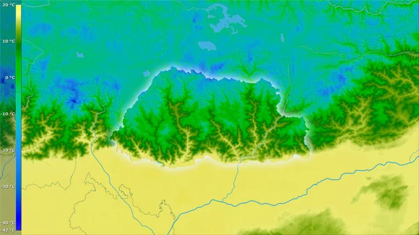 Середня Температура Найхолоднішої Чверті Бутану Стереографічній Проекції Легендою Сира Композиція — стокове фото