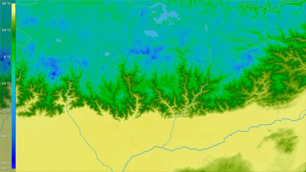 Gemiddelde Temperatuur Van Het Koudste Kwartaal Het Bhutan Gebied Stereografische — Stockfoto