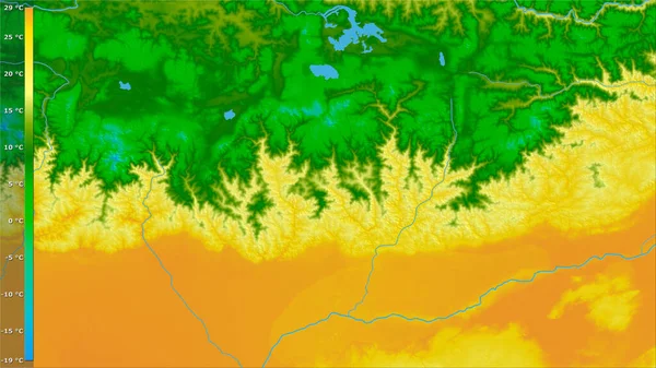 Gemiddelde Temperatuur Van Het Warmste Kwart Het Bhutan Gebied Stereografische — Stockfoto