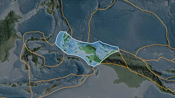 概要隣接する地域の砂漠化によって分離された地形図上の地殻プレートを頭 ヴァン グリンテンI予測 斜めの変換 — ストック写真